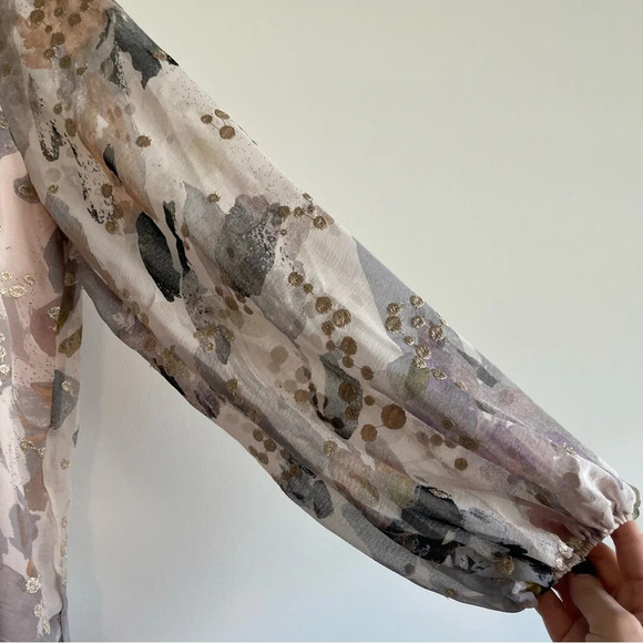 BTFL-Life pink metallic long sleeve blouse size small - Picture 6 of 9